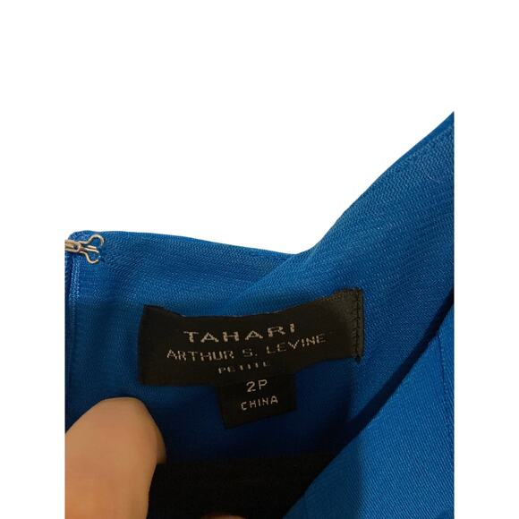 Tahari Petite Peephole Women's Pleated Wrap Dress Modest Special Occasion Mini - Picture 5 of 6